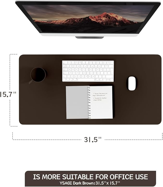 YSAGi Non-Slip Leather Desk Pad, Waterproof Laptop Computer Desk Keyboard Mat - Image 7