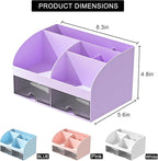 Desk Organizer with 6 Compartments and 2 Drawers, Plastic Makeup Organizer - Image 3
