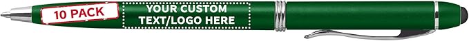 DISCOUNT PROMOS Custom Twist Action Plastic Stylus Pens, Personalized Bulk Pack by DISCOUNTPROMOS