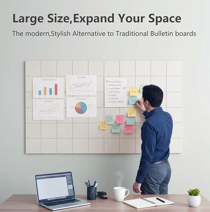 G Gamit Large Felt Wall Tiles Bulletin Board, Large Cork Board Alternative - Image 4