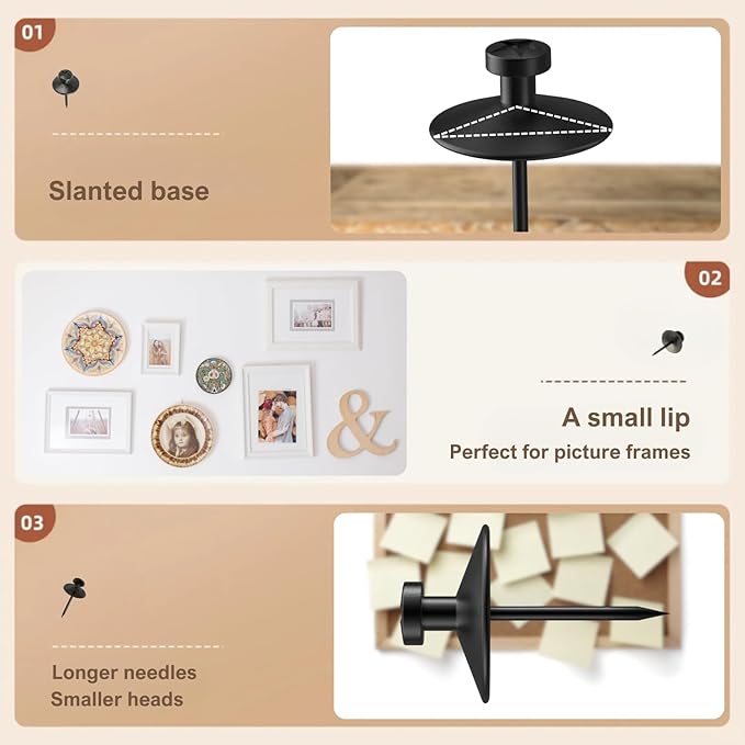 50pcs Black Thumb Tacks - Image 3