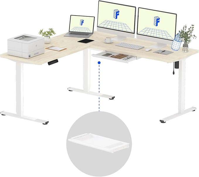 FLEXISPOT L Shaped Standing Desk, 71 x 63 Inch Electric Height Adjustable by FlexiSpot