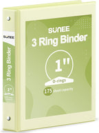 SUNEE 3 Ring Binder 1 Inch 1 Pack, Light Yellow by SUNEE