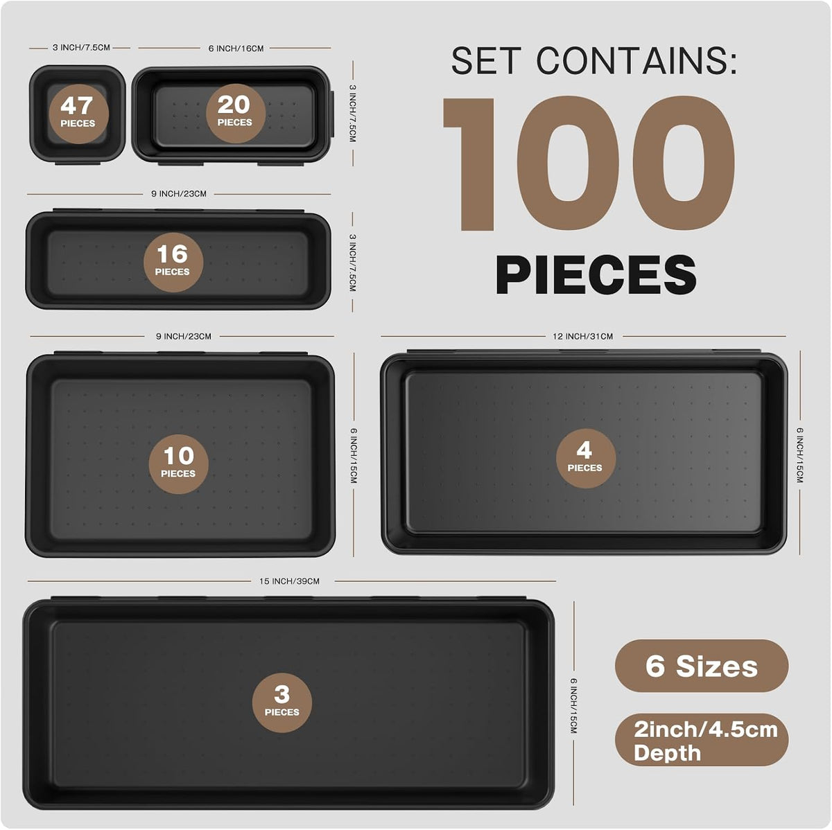 A-LuGei 【𝟲 𝗦𝗜𝗭𝗘】 Tool Box Organizer Tray Set Drawer Organizer Divider