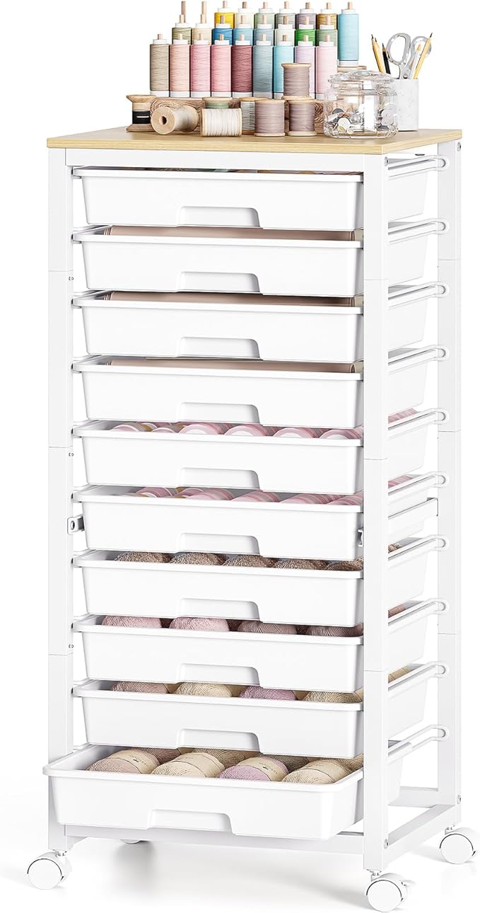 SYKIARIOL Rolling Cart with Drawers, 10 Drawer Rolling Cart, Rolling storage - Image 8