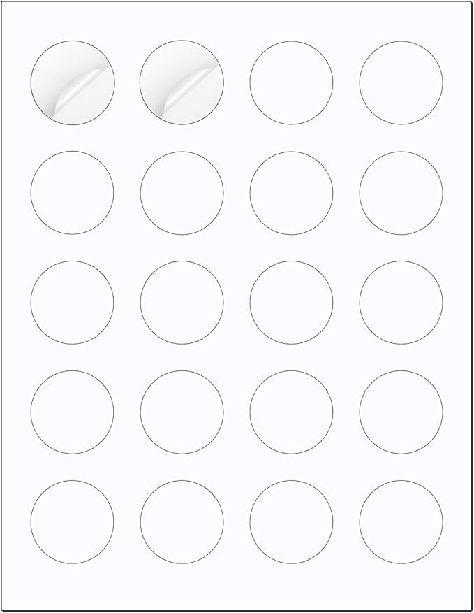 Methdic 1.5" Diameter High Visibility Printable Round Labels，Matte White，600 by Methdic