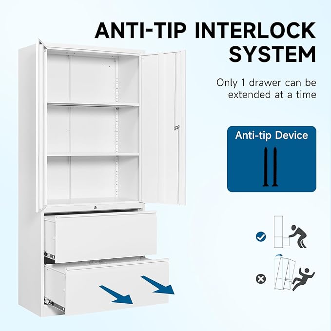 PEUKC 2-Drawer Metal File Cabinet, Lateral Vertical Filing Cabinets - Image 6