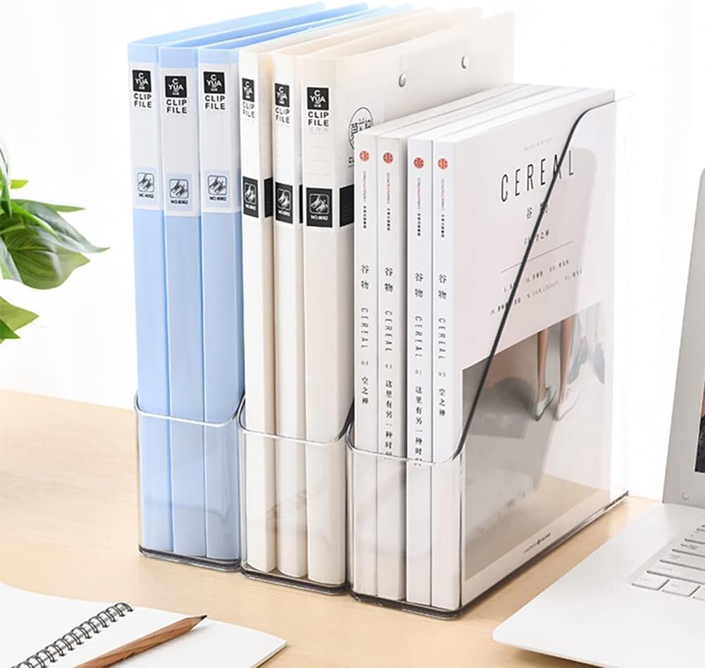 Magazine Holder, Clear Plastic Vertical File Magazine Organizer, Desktop File...