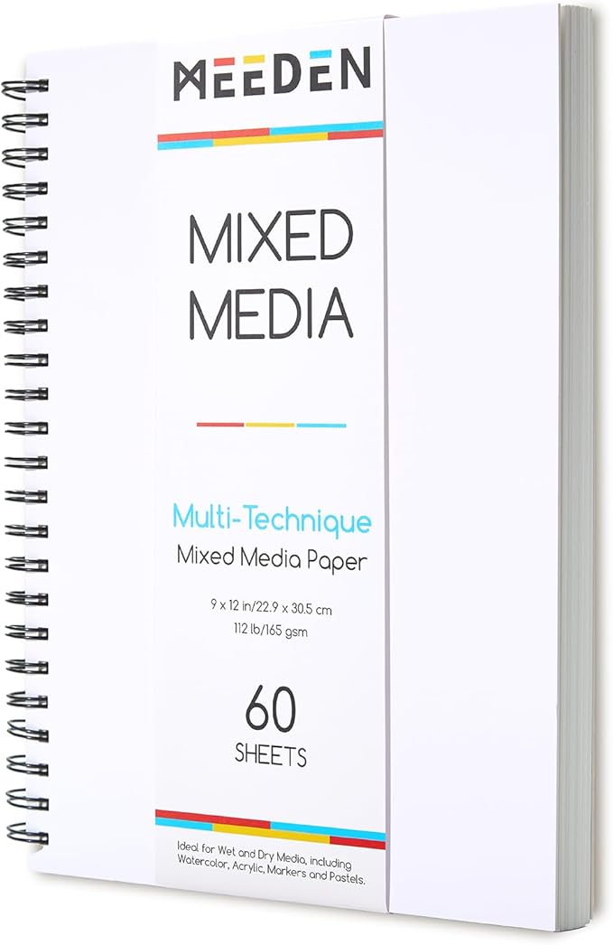 MEEDEN Mixed Media Paper Pad: 9" x 12" 112lb/165gsm Spiral Bound Mixed Media by MEEDEN