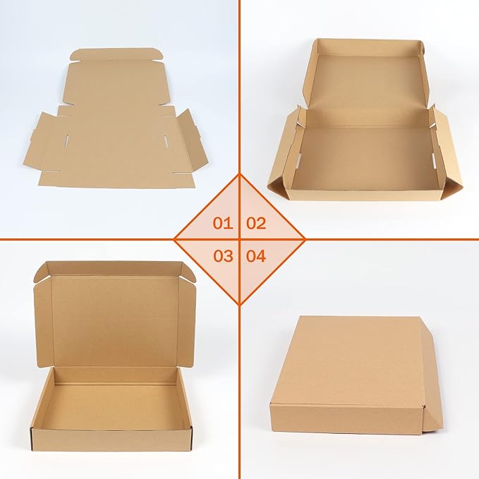 PHAREGE 12x9x2 inch Shipping Boxes Bulk 25 Pack Brown, Tab Lock Tuck Top Mailer - Image 7