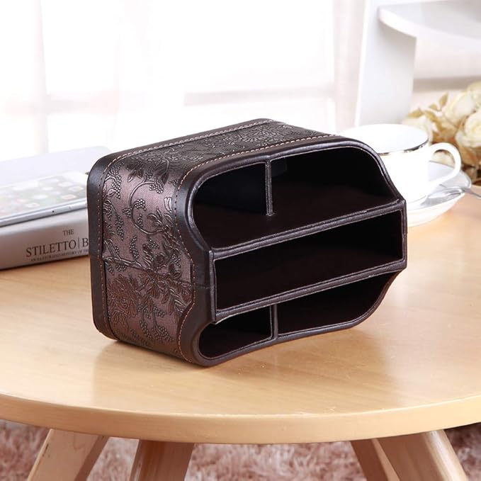 PUSU Leather 360°Rotatable Remote Control Holder, Nightstand TV Remote Caddy - Image 4
