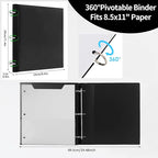 Tashkummy 360 Degree Pivotable Binder, Upgraded 3 Ring Binder 1 inch, Flexible - Image 2