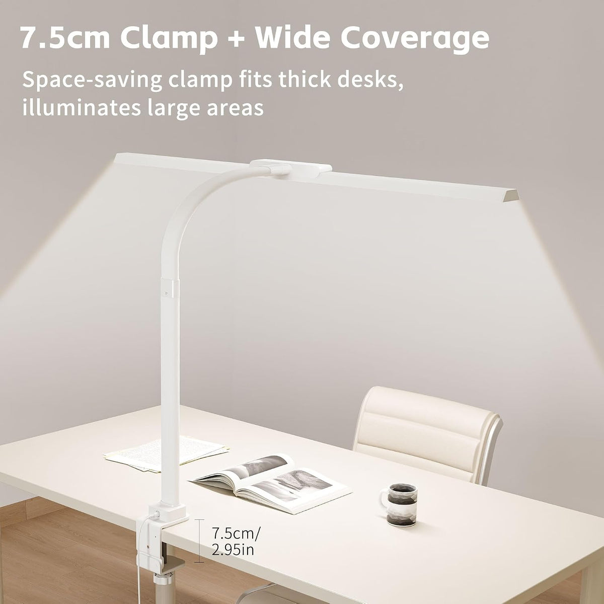 24W Desk Lamp with Clamp, Flicker Free Touch Control Desk Light for Office