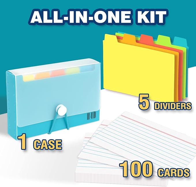 H4D 3x5 Index Card Case with 100 Heavyweight Ruled Index Cards and Dividers - Image 2