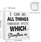 WUZYOU I Can Do All Things Through Desk Sign Wood Block Decor, Inspirational - Image 2