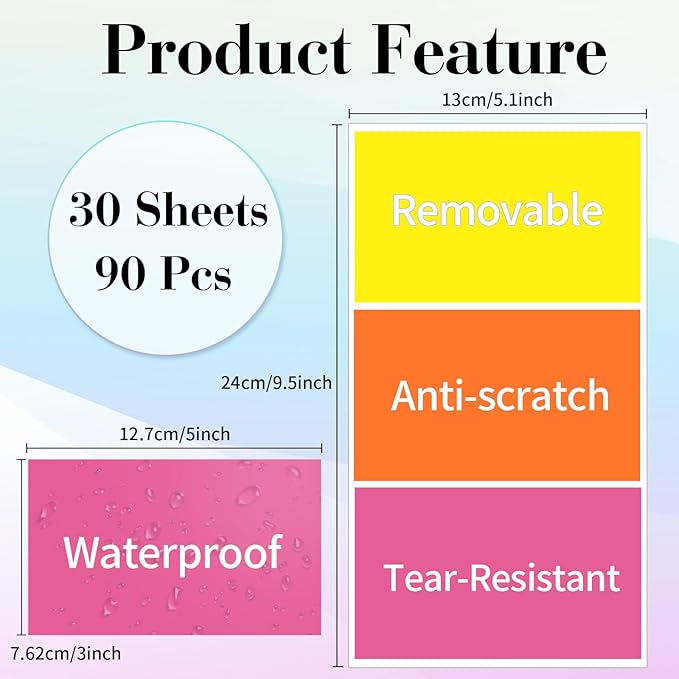 STARLIBOO Removable Colored Labels Stickers, 3X5 Inch Removable Large Label - Image 2