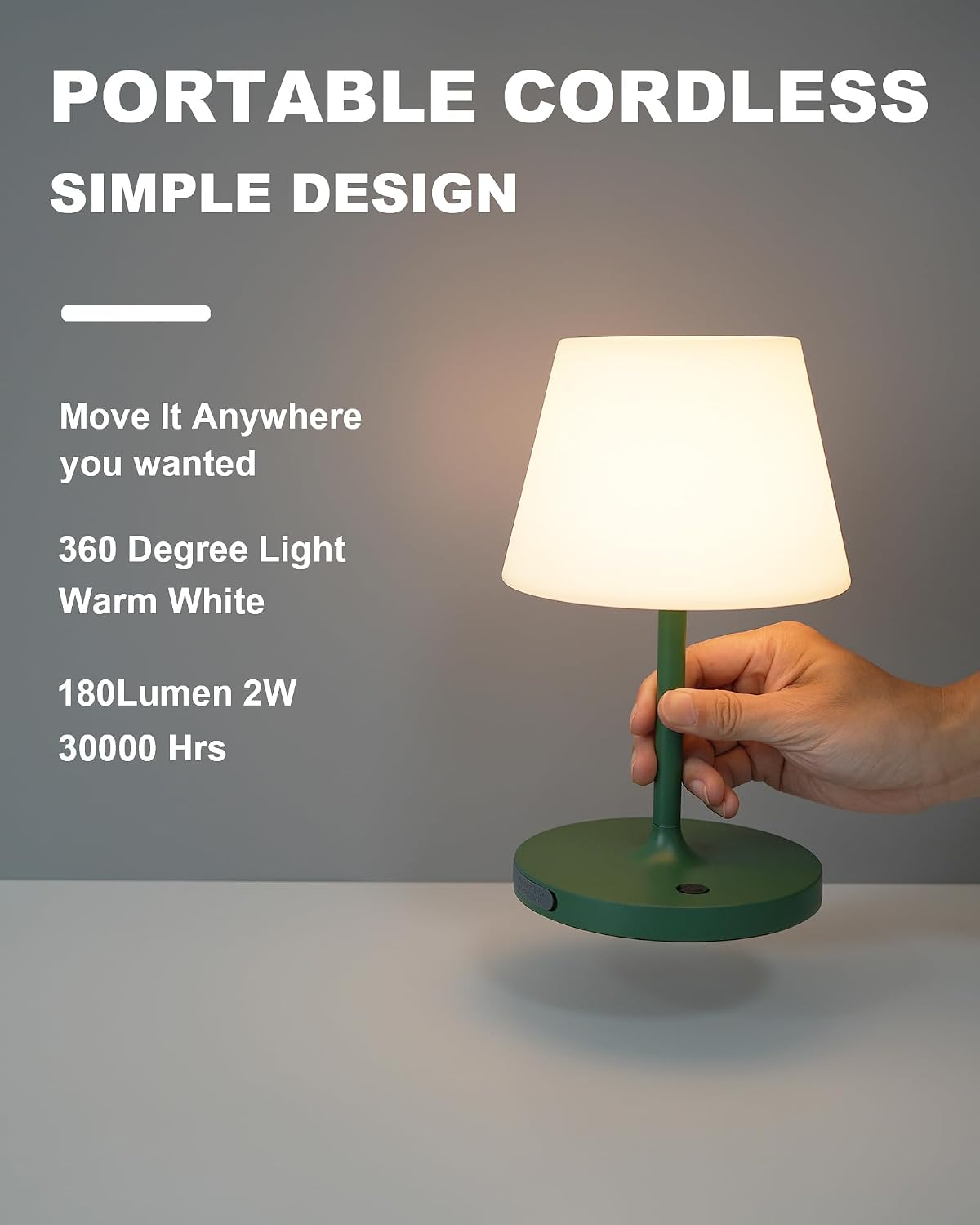WEILAILUX Outdoor Battery Operated Table Lamp Waterproof, 4000mAh Cordless Ta...