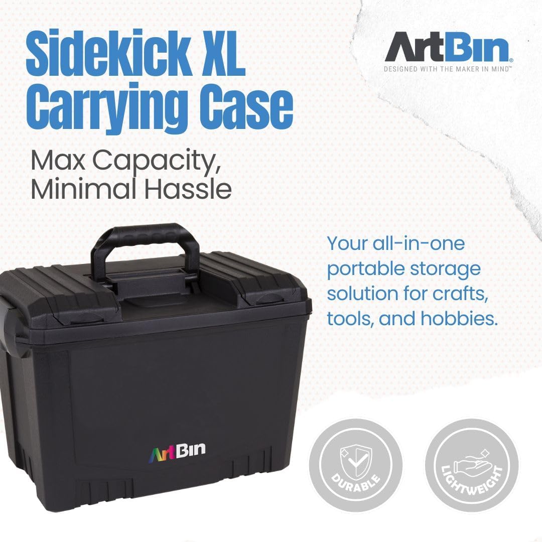 artbin sidekick xl carrying case with handle, black shown in use
