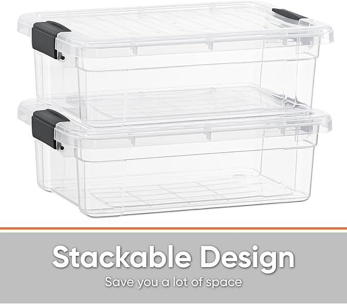 Superio Storage Bins with Lids- 2 Pack, 7.4 Qt Clear Boxes - Image 4