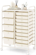 COSTWAY 15-Drawer Rolling Storage Cart, Mobile Utility Cart by COSTWAY