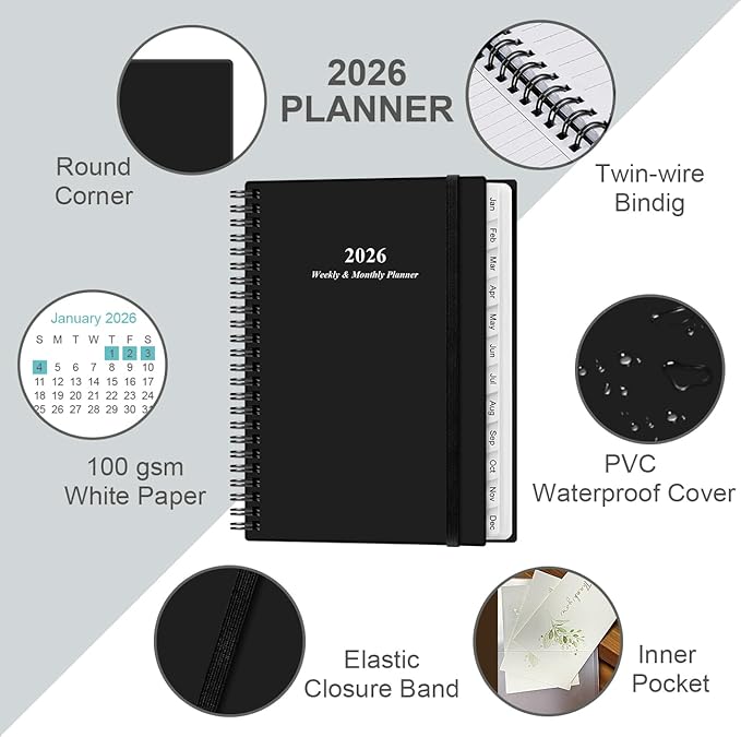 Planner 2026 - A5 Weekly & Monthly Planner Spiral Bound, January 2026 - - Image 2