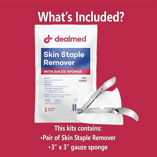Dealmed Sterile Staple Removal Kit, Includes Staple Remover and Gauze Sponge - Image 2
