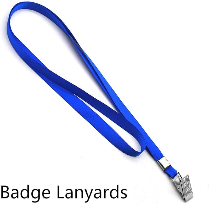 Beebel Blue Lanyards 100 Pack Nylon Flat Badge Lanyard Bulldog Clip - Image 4