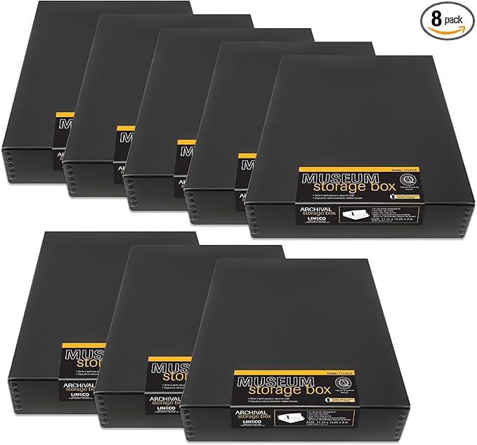 Lineco Museum Archival Storage Box, 11.75x15.25x3 in. Drop Front Design. by Lineco