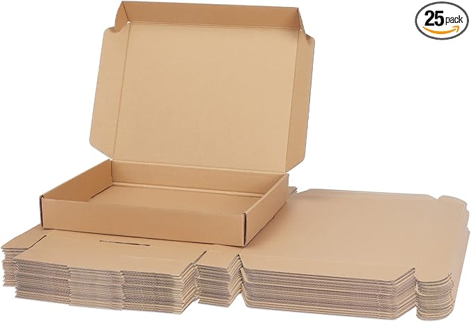 PHAREGE 13x10x2 inch Shipping Boxes Bulk 25 Pack Brown, Tab Lock Tuck Top by PHAREGE