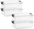 Superio Storage Bins with Lids- 4 Pack, 4.5 Qt Clear Boxes by Superio