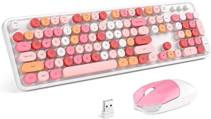MOFII Wireless Keyboard and Mouse Combo, 2.4GHz Retro Full-Size Wireless by MOFII