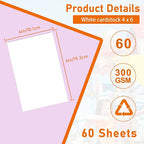 Guakicae 60 Sheets White Cardstock 4 x 6 Craft Paper, 300gsm/110lb Heavyweight - Image 2