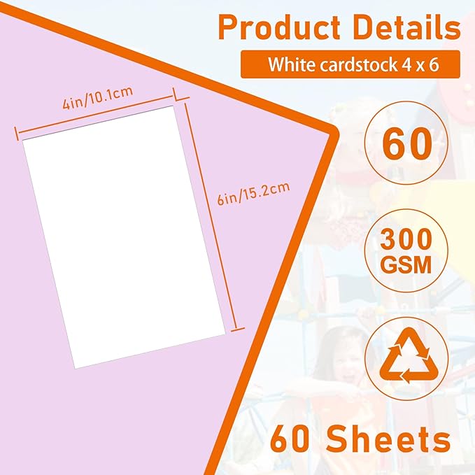Guakicae 60 Sheets White Cardstock 4 x 6 Craft Paper, 300gsm/110lb Heavyweight - Image 2