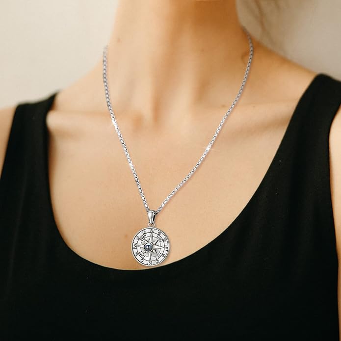 Compass Necklace for Women Men 925 Sterling Silver Pendant Urn Necklaces for - Image 9