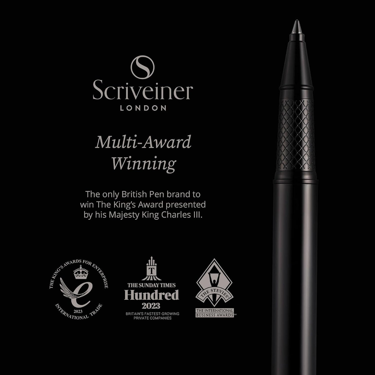 Scriveiner Gun-Metal Rollerball Pen - Stunning Luxury Pen, Schmidt Ink Refill...