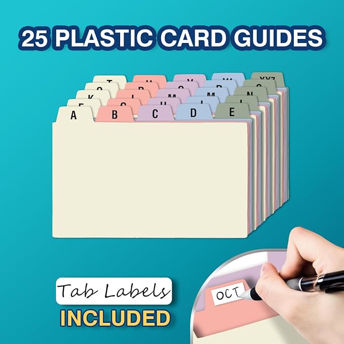 H4D 3x5 Index Card Holder with 100 Heavyweight Ruled Index Cards and 25 Plastic - Image 5