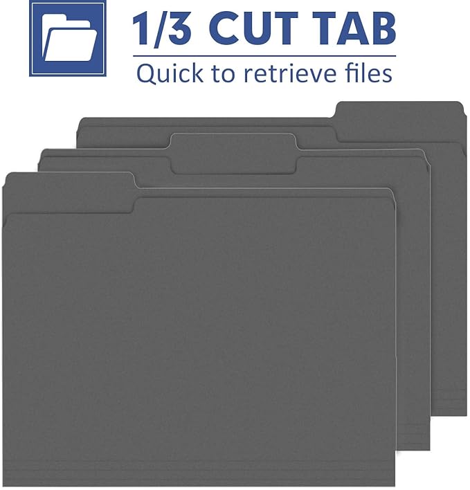 File Folder, PANDRI 120 Pack File Folder, 1/3 Cut Tab, Letter Size, Filing - Image 3