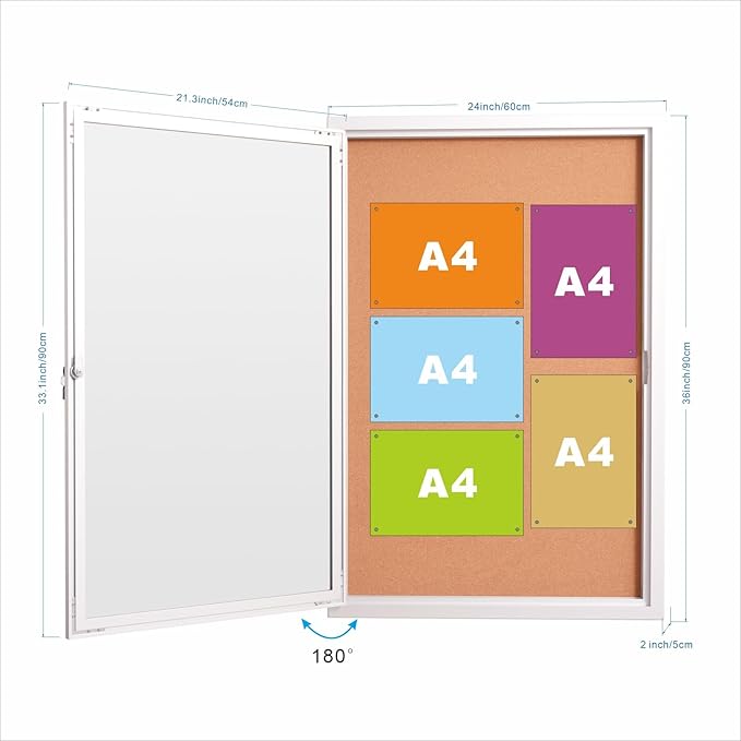 36×24 Inch Lockable Enclosed Bulletin Board, Weather-Resistant Outdoor - Image 2