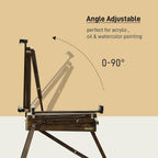 french easel for painting: deluxe beech wood plein showing dimensions