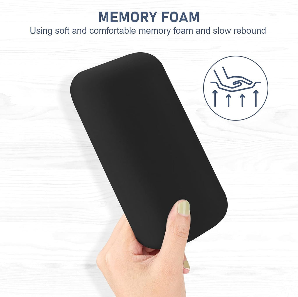 Leolee Elbow Rest Pads for Desk, Black Ergonomic Arm Rest Pads | Memory Foam & Non-Slip Base, Armrest Cushion Support Pad Relieve Elbow and Wrist Pain for Computer, Office, 1 Pack
