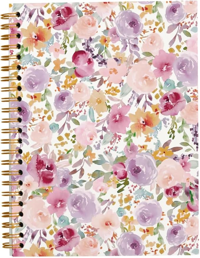 JWVK Vintage Spring Flowers Spiral Notebook 5.5x8.3, Retro Floral Cottagecore by JWVK