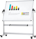 VIZ-PRO Double-Sided Mobile Whiteboard, 48 x 36 Inches, Magnetic Rolling Dry by VIZ-PRO