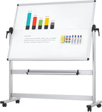 VIZ-PRO Double-Sided Mobile Whiteboard, 48 x 36 Inches, Magnetic Rolling Dry by VIZ-PRO