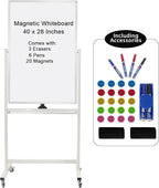Max-officoo 40" x 28" Mobile Dry Erase Whiteboard Double-Sided White Boards on by Unknown