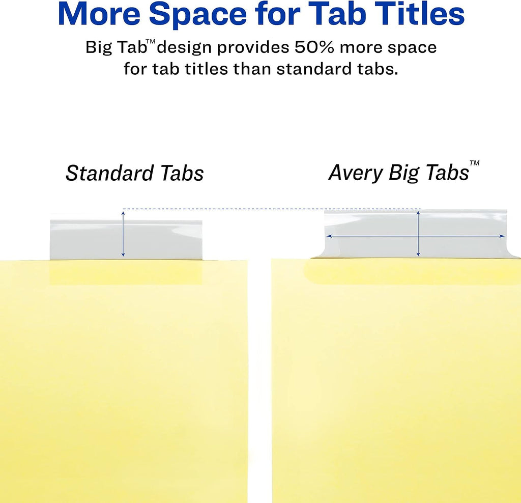 Avery Big Tab Insertable Dividers for 3 Ring Binders, 8-Tab Set, Buff Paper, Clear Tabs, Binder Divider Value Pack of 22224, 24 Sets Total (11115)
