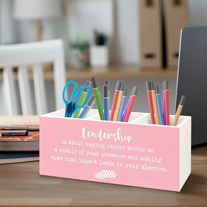URLLUAE Leadership Gifts Wooden Pen Pencil Holder - Image 3