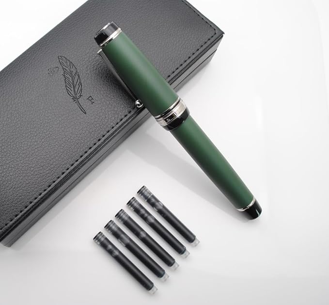 xixixiaozhu Metal Big Fountain Pen Set Medium Nib 0.7mm, Includes Ink Refill - Image 6