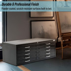 AdirOffice Flat File Cabinet - Heavy Duty 5-Drawer Blueprint Sheets Storage, 41" x 53" Great for Documents Sized 36” x 48”, Ideal for Artists, Art Files, Engineers, Architects, Offices - Black