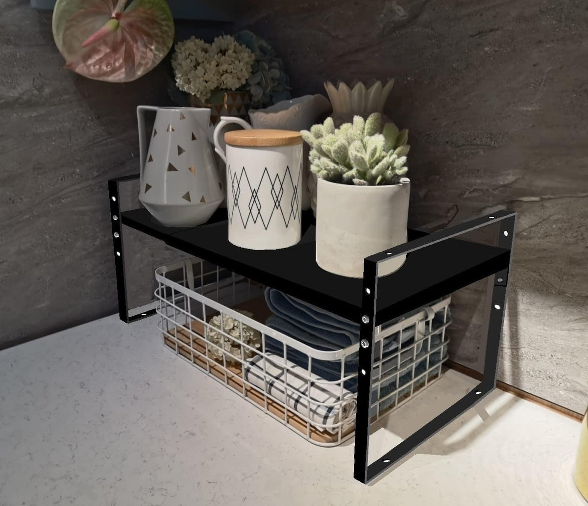 Jojocross Expandable Stackable Spice Rack Cabinet Shelf Organizer in Cabinets...