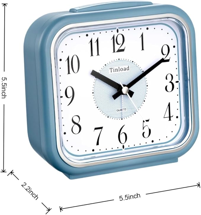 Tinload 5.5" Large Analog Alarm Clock Silent Non Ticking, Gentle Wake, Beep - Image 4